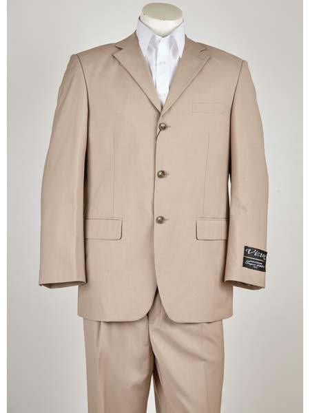 Men's Natural Classic Fit 3 Button Closure Suit