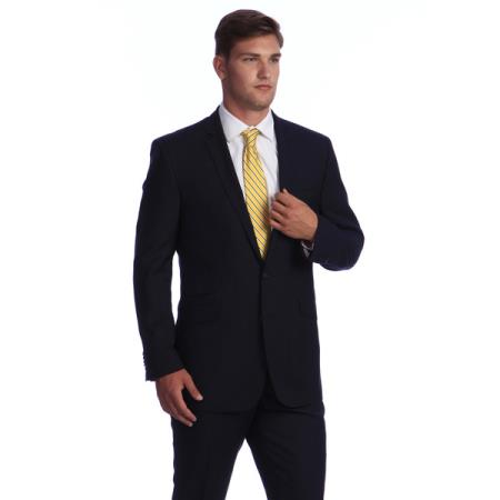 Men's Dark Navy Blue Off-White Cream Stripe ~ Pinstripe 2-button affordable Cheap Priced Business Suits Clearance Sale online sale