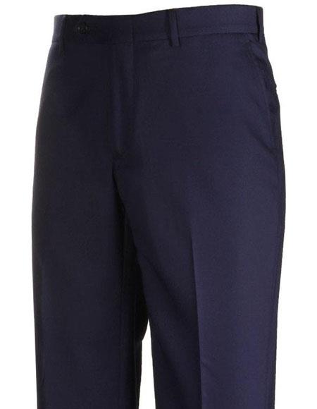 Men's Stylish Flat-Front Navy Atticus Classic Fit Casual Pant unhemmed unfinished bottom