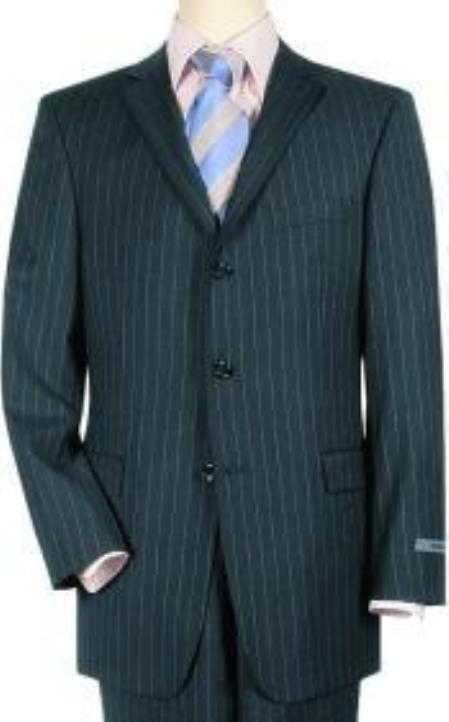 Navy Pinstripe premier quality italian fabric Super 140 Three - 3 Buttons style - mensusa