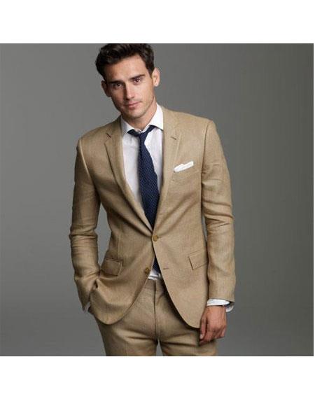Mens Suits Los Angeles Why Rent To Setup The Group - Call: 3104300939 Men's Summer Wedding Khaki ~ dark tan 2 b Button Linen Groomsmen Suits groom Suits Jacket & Pants