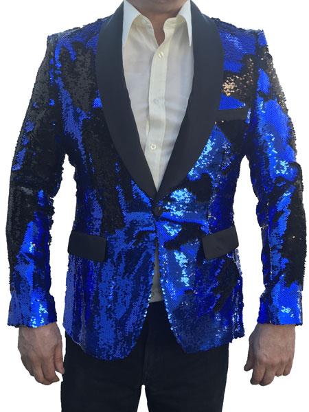 Men's Sequin Tuxedo Jacket ~ Flashy Shiny Blazer Sport Coat Dinner Bla ...