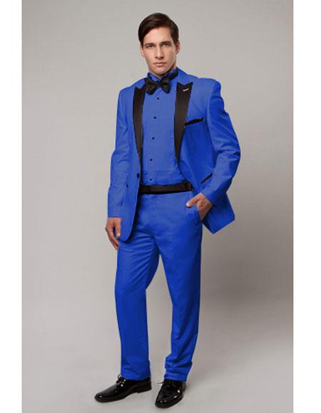 Slim Tux royal blue with black lapel