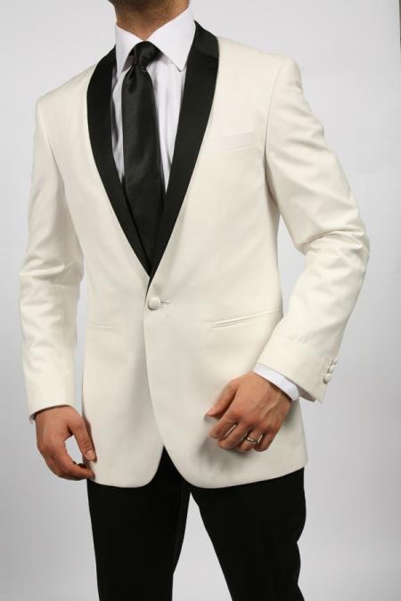 Off White~Ivory~Cream & Black Shawl Tuxedo Dinner Jacket + Black Pants & White Shirt & Black Tie Perfect for toddler Suit wedding attire outfits