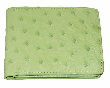 Men's Genuine Exotic Animal Skin Wallet ~ billetera ~ CARTERAS Ostrich Wallet Light lime mint