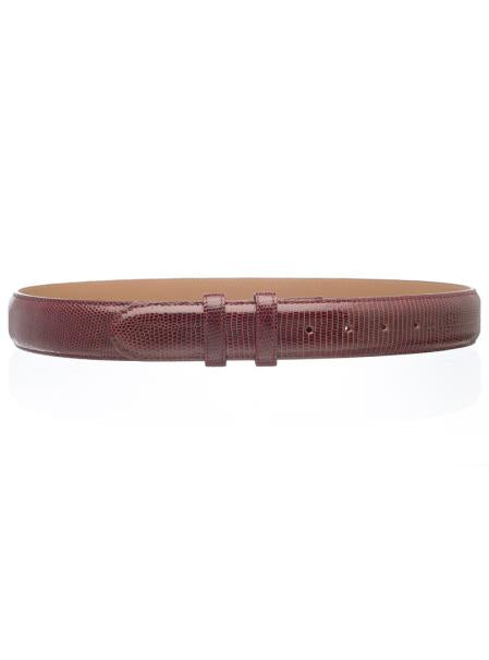 Men's Genuine Lizard Skin Belt Burgundy ~ Wine ~ Maroon Color 1 1/2'' width