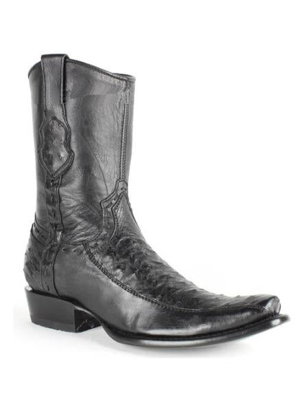 Men's King Exotic Cowboy Style By los altos Boots botas For Sale Dubai Toe Black Genuine Ostrich Skin Handcrafted Leather Dress Cowboy Boot Cheap Priced For Sale Online - Botas De Avestruz