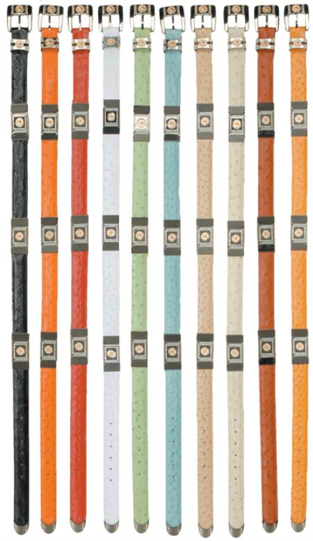 Black Chrome Ostrich Bracket Belt w/Diamonds