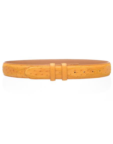 Men's Patchwork Genuine Ostrich Quill Skin Belt Buttercup
