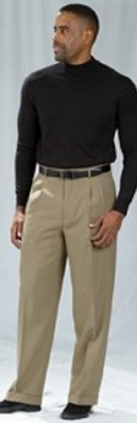 Pacelli Dark Khaki ~ Tan Pleated Baggy Fit Dress Pants Men's Wide Leg ...