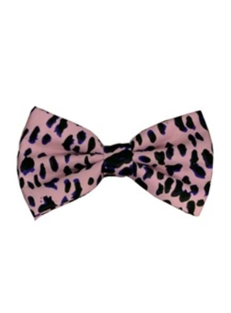 Men's Pink and Black Leopard - Animal Print Classic Design Bowties-Men's Neck Ties - Mens Dress Tie - Trendy Mens Ties