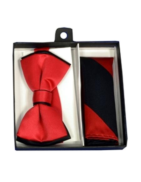 Men's Black or White Polyester Satin Bowtie with hankie - Men's Neck Ties - Mens Dress Tie - Trendy Mens Ties main image 0