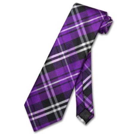 Purple Black White Design Men's Neck Tie - Men's Neck Ties - Mens Dress Tie - Trendy Mens Ties