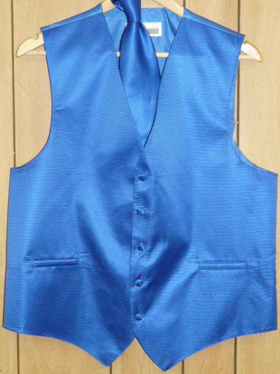 ROYAL BLUE Groomsmen Dress Tuxedo Wedding Vest ~ Waistcoat ~ Waist coat & Tie set Buy 10 of same color Tie For $25 Each - Men's Neck Ties - Mens Dress Tie - Trendy Mens Ties mensusa