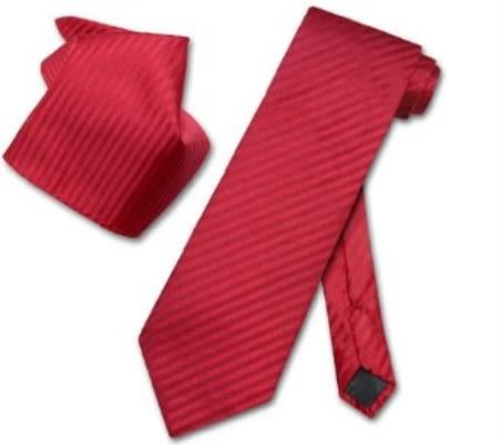 Red NeckTie & Handkerchief Matching Neck Tie Set - Men's Neck Ties - Mens Dress Tie - Trendy Mens Ties