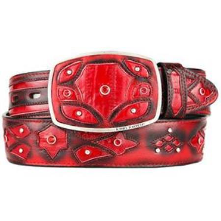 Men's Red Original Eel Skin Fashion Belt