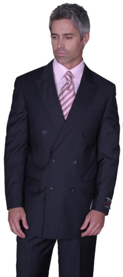 SOILD CHARCOAL DOUBLE BREASTED SUITS SUIT HAND MADE - Color: Dark Grey Suit mensusa