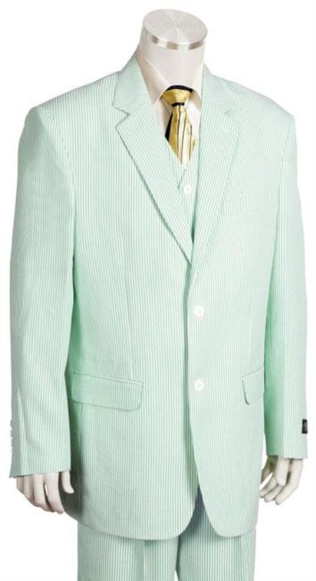Men's Seersucker Suits - Summer Wedding Formal Wear Slim Fit Grooms Suit