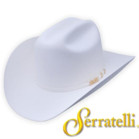 Tejana Serratelli Hat Company-100x Beaver Fur Felt Western Cowboy Hat â€“ White