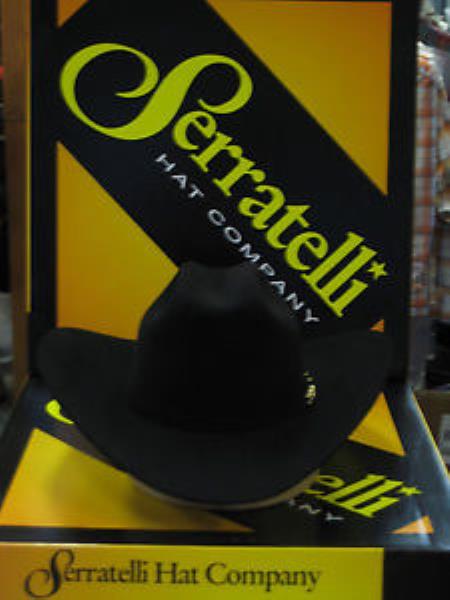 Tejana Serratelli Designer 100x El Comandant Black 3 1/2 Brim Western Cowboy Hat