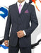 Sharp Cheap Priced Men's Dress Suit For Sale 3 Button Style Dark Navy Pinstripe Light Weight On Sale Dark Blue Suit - mensusa