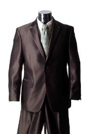 Shiny 2 Button Brown Sharkskin Men's Suit mensusa