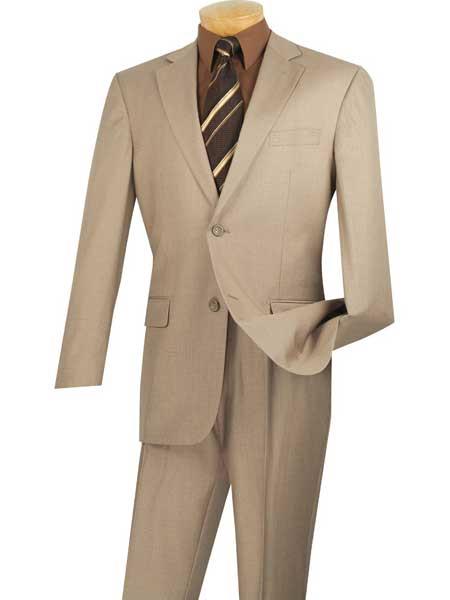 Men's Big And Tall Beige 2 Piece Extra Long Suit