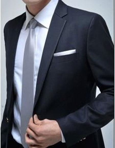 Men's Slim Fit Suit - Fitted Suit - Skinny Suit Men's Navy Two Button Wedding Suit main image 1