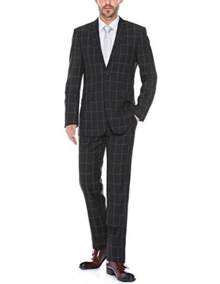Mens Brown Windowpane Plaid Slim Fit Suit – Modern Checkered Fashion Suit – 2 Piece Designer Suit main image 1