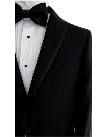 Men's 2 Button Black Peak Lapel Suit- High End Suits - High Quality Suits