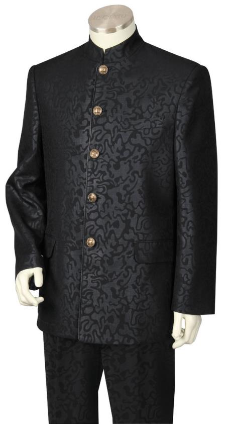 Men's Metallic Scale Button Fastener Black Zoot Suit main image 1