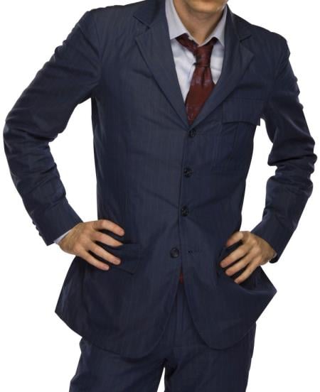 Men's Fully Lined 4 Button Blue Suit