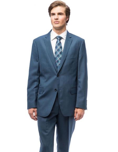 Giorgio Fiorelli Suit Men's Blue Solid Pattern Modern Fit Suits Polyester/Viscose suits