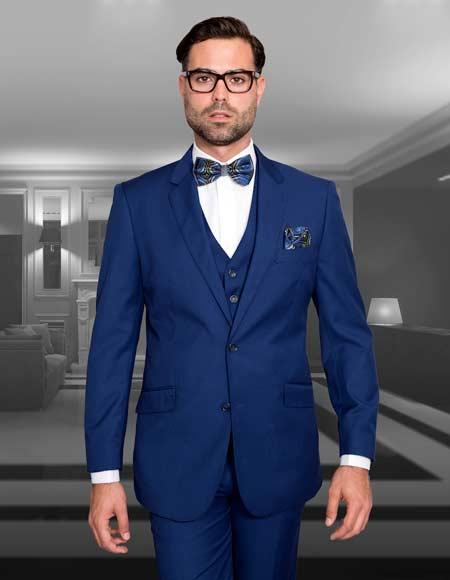 Men's Slim Fit Suit 3 Piece Sapphire Blue Statement Suits Clothing Confidence Wedding - Prom 2026 Event