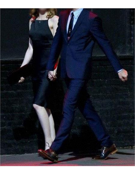 Menâ€™s Peak Lapel blue two piece suit