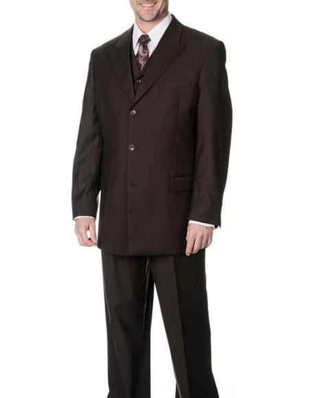 Brand: Caravelli Collezione Suit - Caravelli Suit - Caravelli italy Caravelli Men's Brown 3-piece Vested Classic Fit Suit
