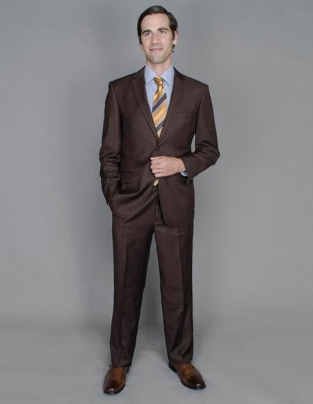 Men's Inexpensive Affordable Discounted and Silk Blend Authentic - Brown Suit