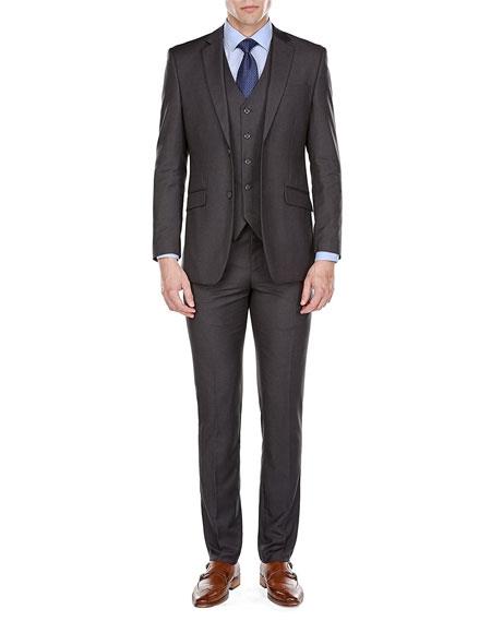 Men's 3 Piece 2 Button Charcoal Slim Fit Suits (Buy Wholesale 10PC&UP of this for $90)