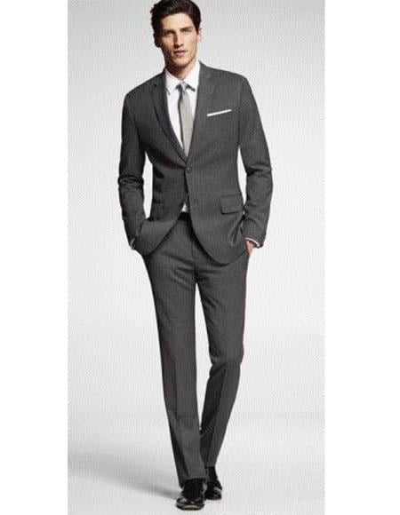 Men's charcoal suit grey tie Package Combo ~ Combination deal 2 button side vented Slim Fit or Regular Fit Cut