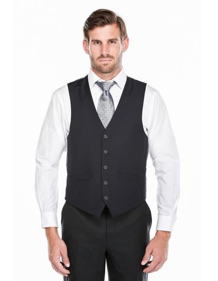 Men's Classic Fit 5 Button Dark Navy Vest