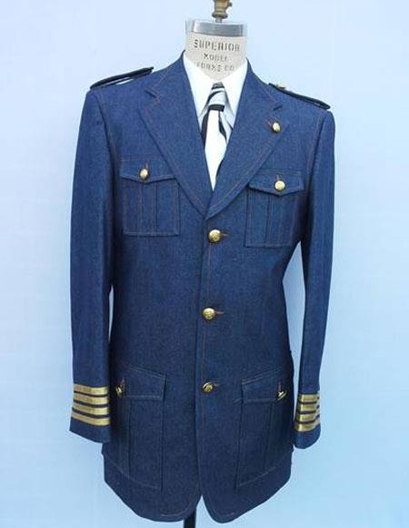 Denim ~ Jean Blue Suit with brass buttons