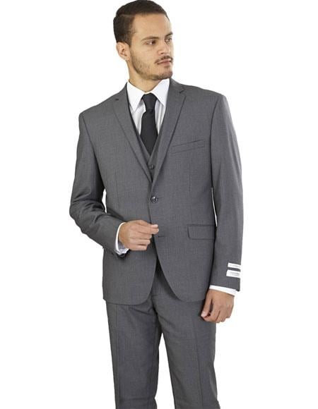 Men's Wedding - Prom 2025 Event Bruno 3 Piece Gray Slim Fit Suit