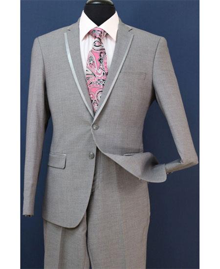 Men's Two Toned And Fashion Gray Trim Lapel Wedding / Prom 2025 / Homecoming Tuxedo Vested 3 Pieces