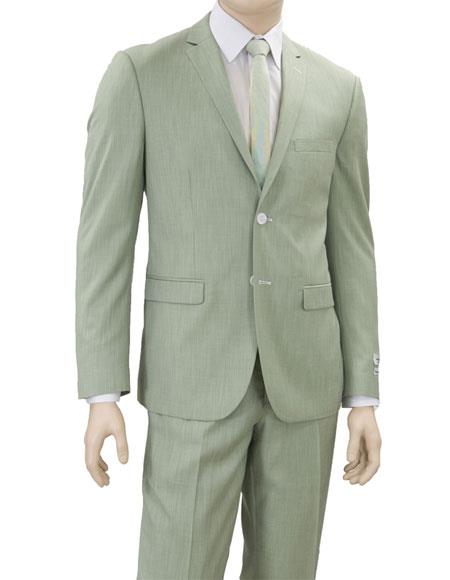 Men's Wedding - Prom 2026 Event Bruno 2 Button Sage Green Suit - Light Green Suit
