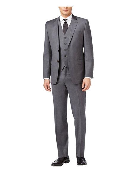 Brand: Caravelli Collezione Suit - Caravelli Suit - Caravelli italy Caravelli Men's 3-Piece Medium Grey Slim Fit 2-Button Vested Dress Suit Set