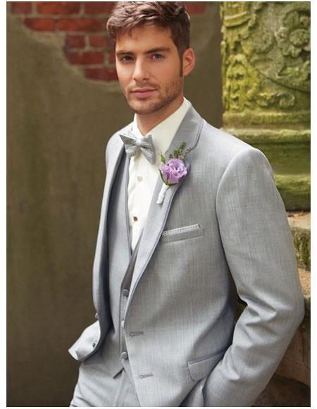 Men's Grey 2 Button Vest Suit