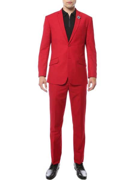 Men's Classic Red Slim Fit 2 Piece Suit