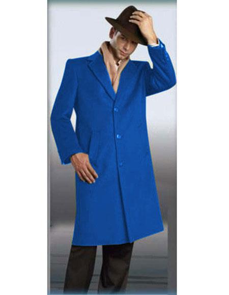Men's Sapphire Authentic Alberto Nardoni Brand Full Length Coat Long Men's Dress Topcoat - Winter coat