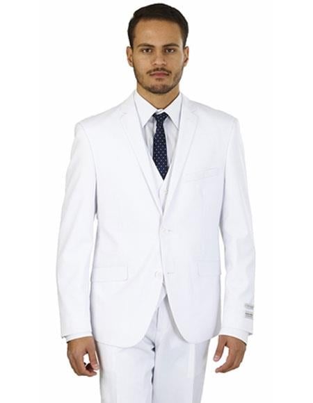 Men's Wedding - Prom 2026 Event Bruno 2 Buttons White Double Vents Suit