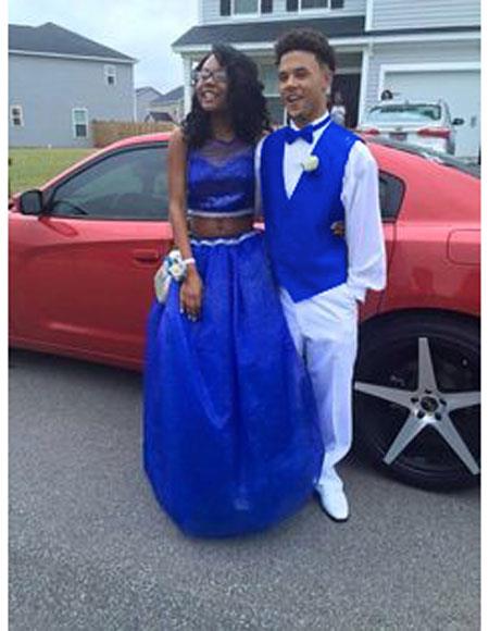 Men's White Shirt Prom 2026 Or Wedding Tuxedo Vest & Bowtie Set + Any Color Pants Package Combo ~ Combination Deal Blue Blue